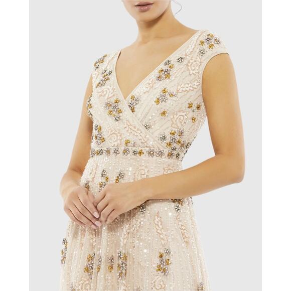 MAC DUGGAL 14 Embellished Wrap Cap Sleeve A-Line Evening Gown 93575 NWT $998 - Picture 2 of 16